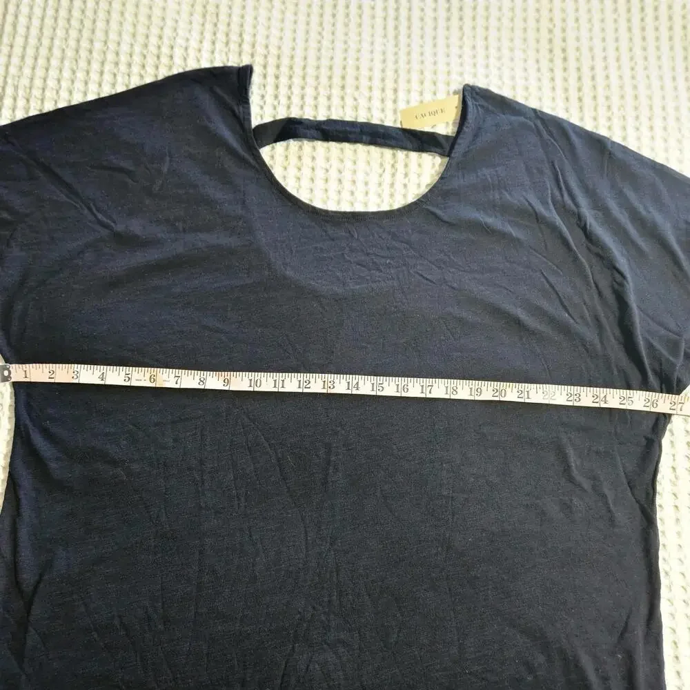 NWT Cacique Sleepwear Women's Size 18/20 Black Cotton Sleep Lounge Shirt - Picture 5 of 8